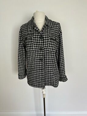 Mango Black & White Houndstooth Jacket